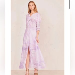 LOVESHACKFANCY Purple Beth MIDI Dress